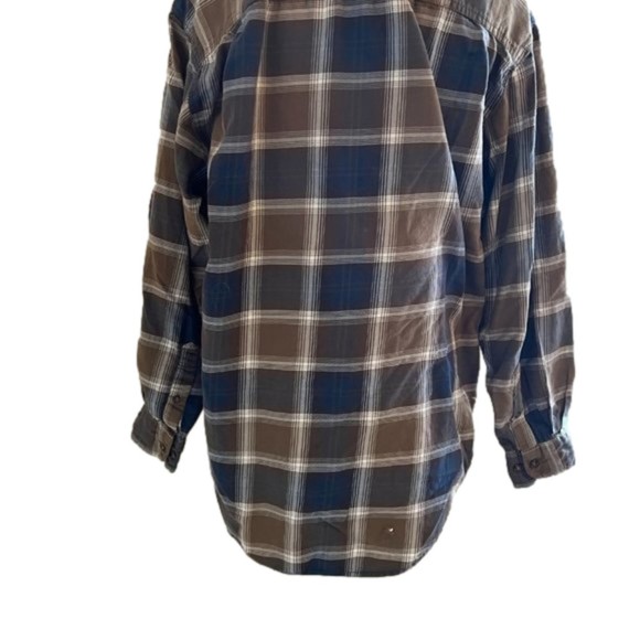 Gap Lightweight Brown & Navy Plaid Button Down Long Sleeve Shirt Size Medium - Picture 7 of 14